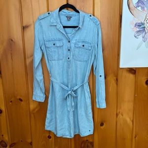 NWOT Eddie Bauer Denim Shirtdress, Belted, 4! Pockets